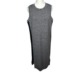 Athleta Merino Wool Sleeveless Sweater Dress Gray Black Side Panel Small